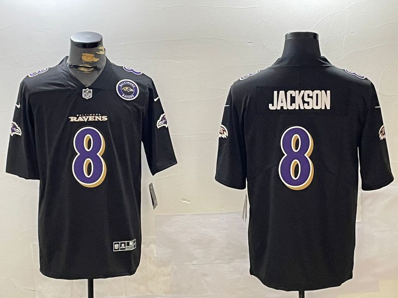 Men Baltimore Ravens #8 Jackson Black 2024 Nike Limited NFL Jersey style 2